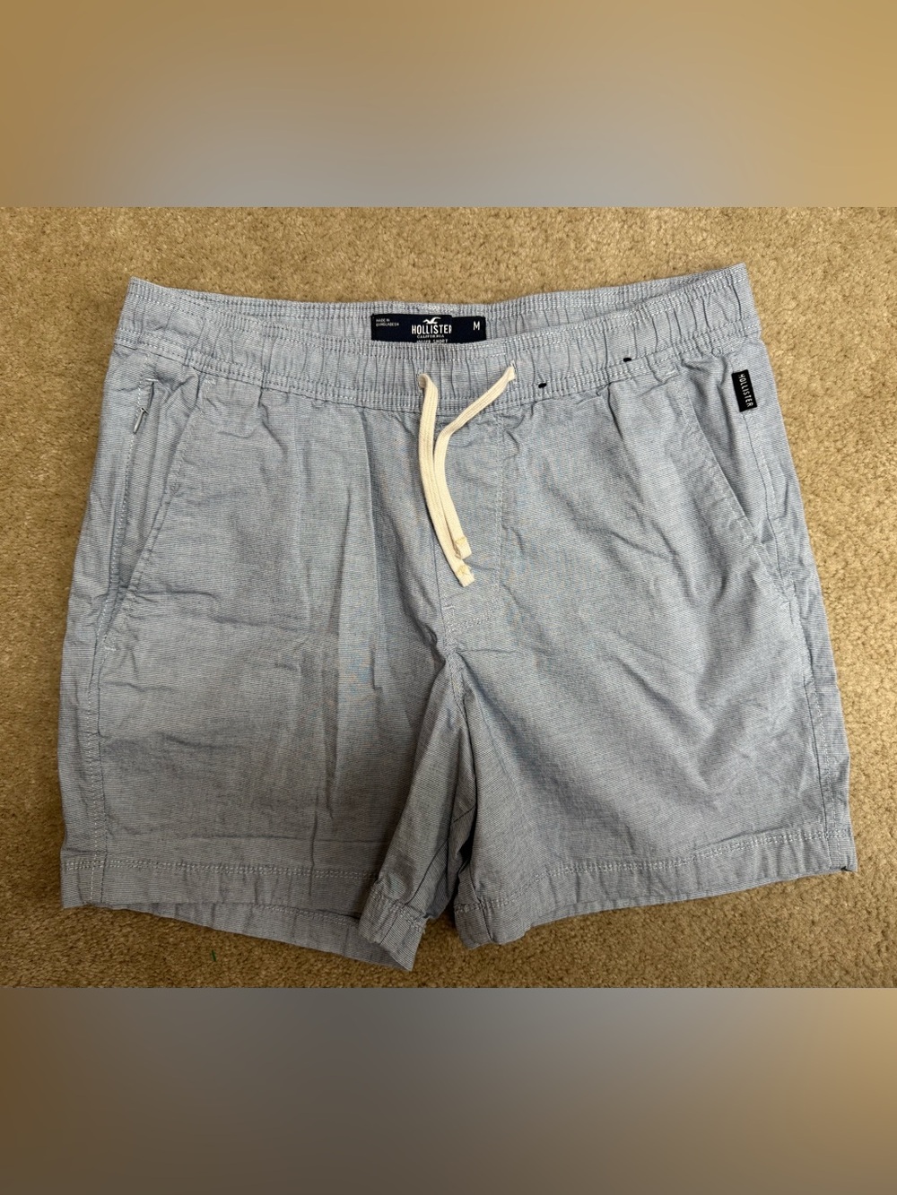 Hollister Sz M Men's Light Blue Elastic Waist Drawstring Shorts